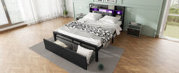 Btm Metal Bed 4Ft6 Double With Led Lights, Usb & Type-C Ports, 2 Drawers, Storage Headboard, Black - thumbnail 7