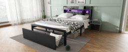 Btm Metal Bed 4Ft6 Double With Led Lights, Usb & Type-C Ports, 2 Drawers, Storage Headboard, Black - thumbnail 8