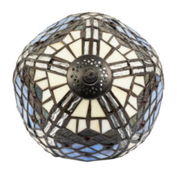 Happy Homewares Classic Hand Crafted Round Beaded Tiffany Table Lamp In Lavender Lilac - thumbnail 3