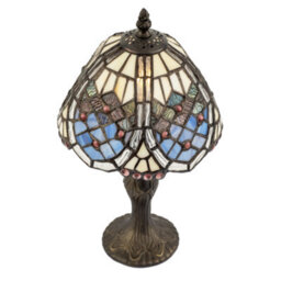 Happy Homewares Classic Hand Crafted Round Beaded Tiffany Table Lamp In Lavender Lilac - thumbnail 5