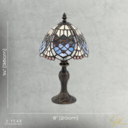 Happy Homewares Classic Hand Crafted Round Beaded Tiffany Table Lamp In Lavender Lilac - thumbnail 7