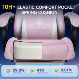 Gtplayer Gaming Chair Fabric, High Back Computer Chairs With Footrest For Adults, Ergonomic Pc Chair For Home Office, Pink - thumbnail 9