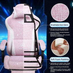 Gtplayer Gaming Chair Fabric, High Back Computer Chairs With Footrest For Adults, Ergonomic Pc Chair For Home Office, Pink - thumbnail 8