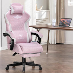 Gtplayer Gaming Chair Fabric, High Back Computer Chairs With Footrest For Adults, Ergonomic Pc Chair For Home Office, Pink - thumbnail 5