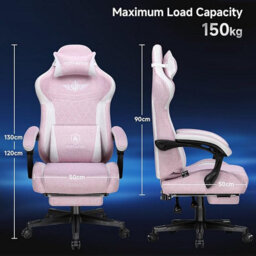 Gtplayer Gaming Chair Fabric, High Back Computer Chairs With Footrest For Adults, Ergonomic Pc Chair For Home Office, Pink - thumbnail 3