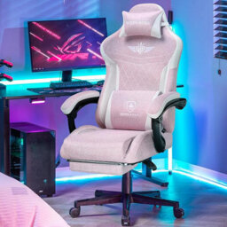 Gtplayer Gaming Chair Fabric, High Back Computer Chairs With Footrest For Adults, Ergonomic Pc Chair For Home Office, Pink - thumbnail 2