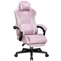 Luckracer Gaming Chair Fabric, High Back Computer Chairs With Footrest For Adults, Ergonomic Pc Chair For Home Office, Pink