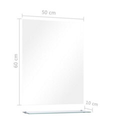 Berkfield Wall Mirror With Shelf 50X60 Cm Tempered Glass - thumbnail 6