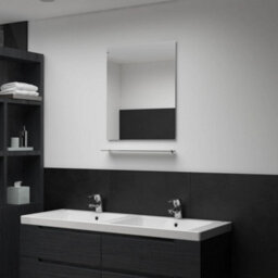Berkfield Wall Mirror With Shelf 50X60 Cm Tempered Glass - thumbnail 1