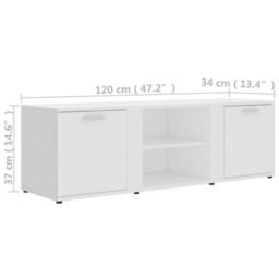 Berkfield Tv Cabinet White 120X34X37 Cm Engineered Wood - thumbnail 9