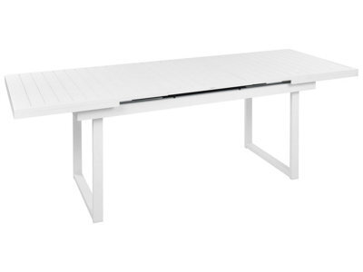 Beliani Extending Garden Dining Table Valcanetto 180/240 Cm 90 Cm Metal White - image 1