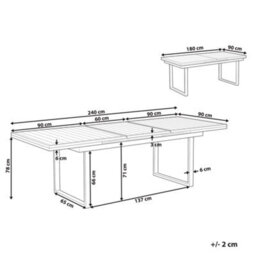 Beliani Extending Garden Dining Table Valcanetto 180/240 Cm 90 Cm Metal White - thumbnail 3