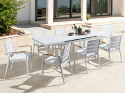 Beliani Extending Garden Dining Table Valcanetto 180/240 Cm 90 Cm Metal White - thumbnail 4