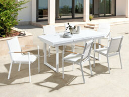 Beliani Extending Garden Dining Table Valcanetto 180/240 Cm 90 Cm Metal White - thumbnail 2