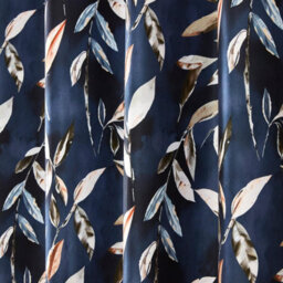 "Sundour Madrid Blackout Ready Made Leaves Eyelet Curtains Navy 66X90""" - thumbnail 3