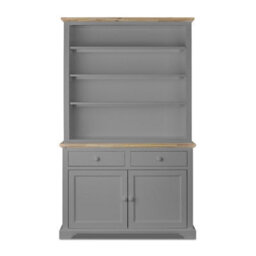 Statement Furniture Florence Dove Grey Display Cabinet With Height Adjustable Shelves And Cupboard