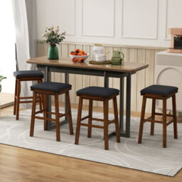 Costway Set Of 2 Bar Stools 76Cm Pu Leather Padded Counter Height Backless Chair - thumbnail 9