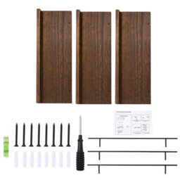 Brown Set Of 3 Floating Wall Shelves Picture Ledge Display Rack Book - thumbnail 4