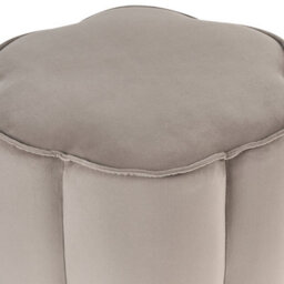 Wyld And Coco Taupe Velvet Round Pouffe 39 X 34 X 45 Cm - Beige Velvet Footstool - thumbnail 3