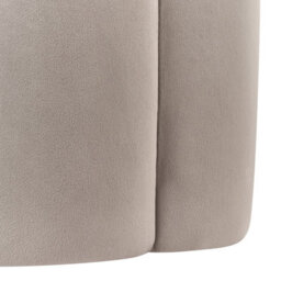 Wyld And Coco Taupe Velvet Round Pouffe 39 X 34 X 45 Cm - Beige Velvet Footstool - thumbnail 5