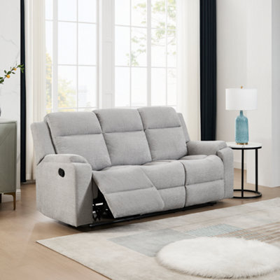 More4Homes Orka 3 Seater Fabric Manual Recliner Sofa Grey - image 1