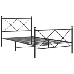 Berkfield Metal Bed Frame Without Mattress With Footboard Black 107X203Cm - thumbnail 3
