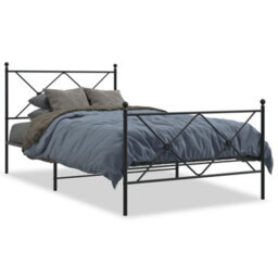 Berkfield Metal Bed Frame Without Mattress With Footboard Black 107X203Cm - thumbnail 2
