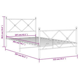 Berkfield Metal Bed Frame Without Mattress With Footboard Black 107X203Cm - thumbnail 8