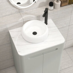 Royal Bathrooms Venice 600mm Dove Grey Freestanding Bathroom Countertop Vanity Unit 2 Door With Milan Basin - thumbnail 6