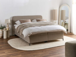 Beliani Divan Bed With Storage Fabric Regent 160 X 200 Cm (Eu King Size) Taupe - thumbnail 2