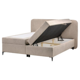 Beliani Divan Bed With Storage Fabric Regent 160 X 200 Cm (Eu King Size) Taupe - thumbnail 1