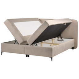Beliani Divan Bed With Storage Fabric Regent 160 X 200 Cm (Eu King Size) Taupe - thumbnail 4