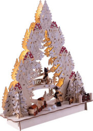 Netagon St Helens Home And Garden Battery Powered Wooden Led Light Up Christmas Festive Scene Ornament - thumbnail 4