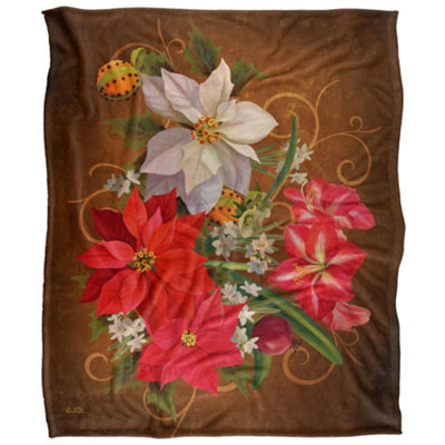 Jq Licensing Silky Poinsettia Supersoft Blanket Multicoloured (152Cm X 127Cm) - image 1