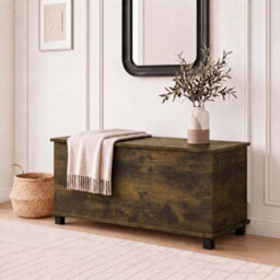 Lassic Vida Designs Leon Ottoman Storage Bench Seat Lift-Up Blanket Box Toy Chest Trunk For Bedroom Hallway Living Room, Rustic Brown - thumbnail 7