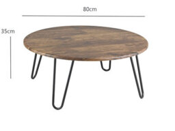 Aspect Furniture Brockton Round Vintage Manufactured Wooden Coffee Table - thumbnail 3