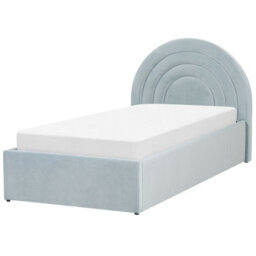 Beliani Kids Ottoman Bed Velvet Anet 90 X 200 Cm (Eu Single) Light Blue - thumbnail 4