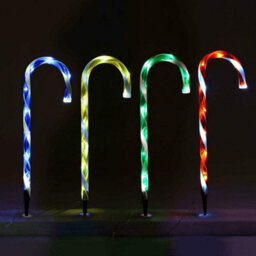 Pack Of 4 Candy Cane Led Pathway Markers, Mains Operated And Easy To Install For Festive Lighting - thumbnail 1
