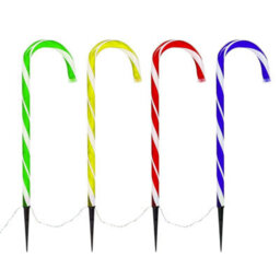 Pack Of 4 Candy Cane Led Pathway Markers, Mains Operated And Easy To Install For Festive Lighting - thumbnail 3