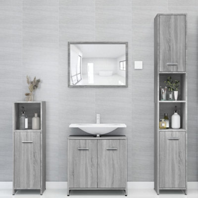 Vidaxl Bathroom Cabinet Grey Sonoma 30X30X183.5 Cm Engineered Wood - image 1