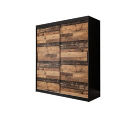 Arte Tilburg Contemporary 2 Sliding Door Wardrobe 9 Shelves 2 Rails Dark Oak Effect And Black (H)2000mm (W)1800mm (D)620mm