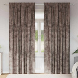 Berkfield Classic Curtain With Curtains 2 Pcs Cappuccino 245 X 140 Cm Velvet - thumbnail 2