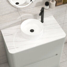 Royal Bathrooms Venice 800mm Dove Grey Freestanding Bathroom Countertop Vanity Unit 2 Drawer With Round Basin - thumbnail 6