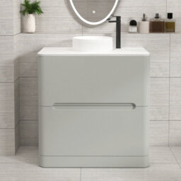 Royal Bathrooms Venice 800mm Dove Grey Freestanding Bathroom Countertop Vanity Unit 2 Drawer With Round Basin - thumbnail 1