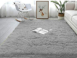 Abaseen 160X230 Cm Grey Comfort Soft Fluffy Shaggy Bedroom Rugs For Living Room Carpet And Décor Home Anti Slip Area Rugs - thumbnail 2