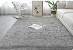 Abaseen 160X230 Cm Grey Comfort Soft Fluffy Shaggy Bedroom Rugs For Living Room Carpet And Décor Home Anti Slip Area Rugs - thumbnail 1