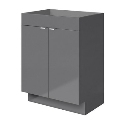 GoodHome Imandra Gloss Grey Double Bathroom Cabinet (H) 820mm (W) 600mm - image 1