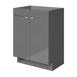 GoodHome Imandra Gloss Grey Double Bathroom Cabinet (H) 820mm (W) 600mm - thumbnail 1