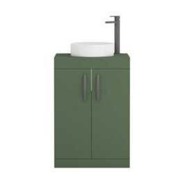 Royal Bathrooms Turin 500mm Matt Green Freestanding Worktop Bathroom 2 Doors Vanity Unit With No Basin - thumbnail 5