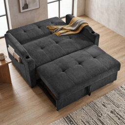 Abrihome 2 Seater Pull Out Sofa Bed Multi Functional Sleeper Loveseat With Cup Holders, Convertible Fold Out Guest Couch, Space Saving - thumbnail 5
